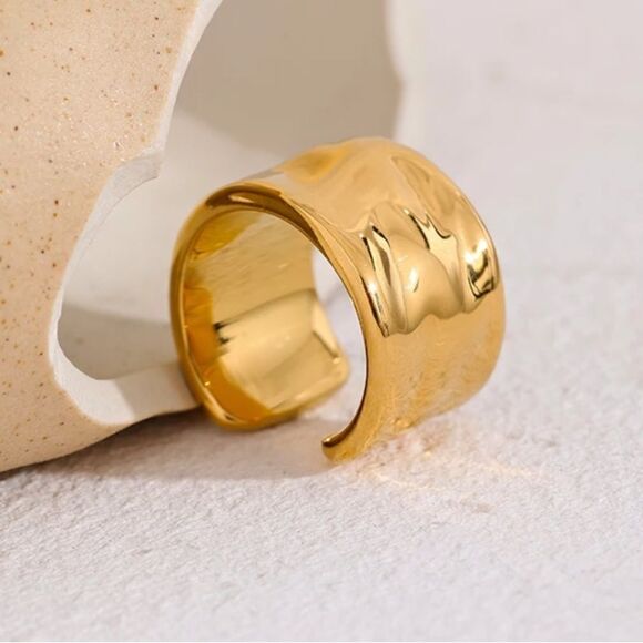 #12 NEW Unique Hammered Gold Chunky Ring - Picture 7 of 11